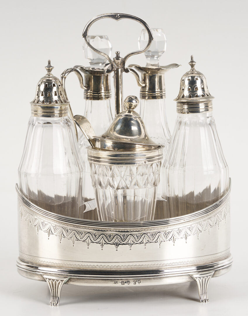 Lot 79: English 18th C. Sterling Cruet Set, Bateman
