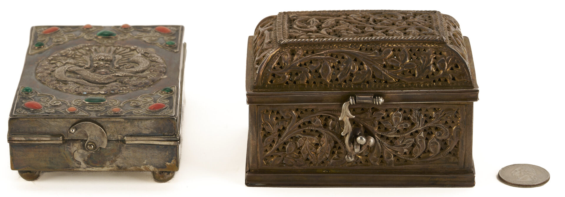 Lot 7: Chinese Silver Amulet Box & Opium Box