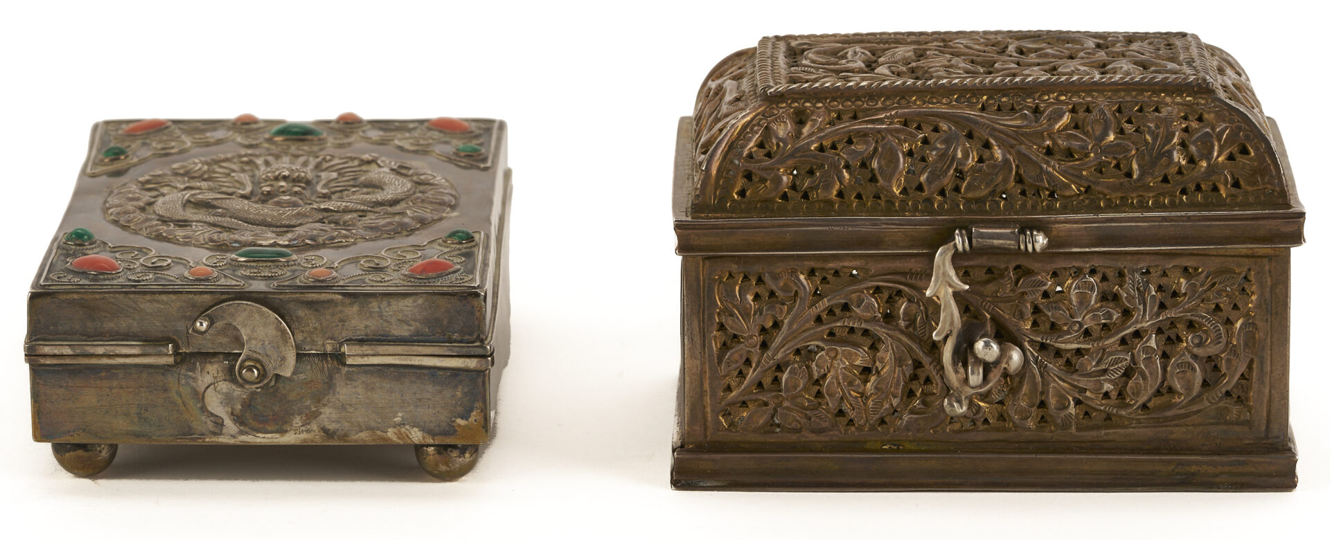 Lot 7: Chinese Silver Amulet Box & Opium Box