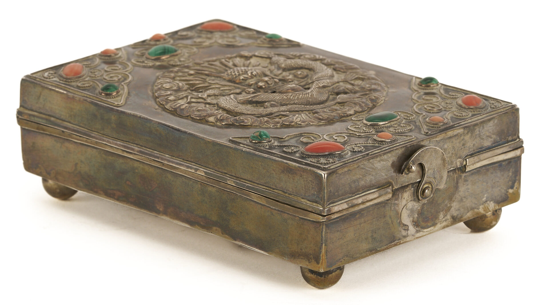 Lot 7: Chinese Silver Amulet Box & Opium Box