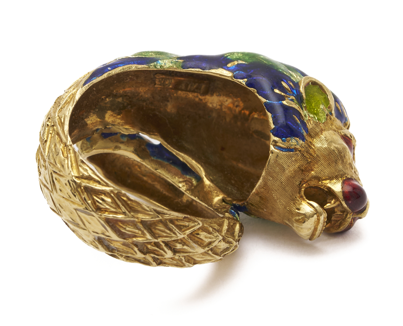 Lot 801: Italian 18K Gold & Enamel Panther Ring