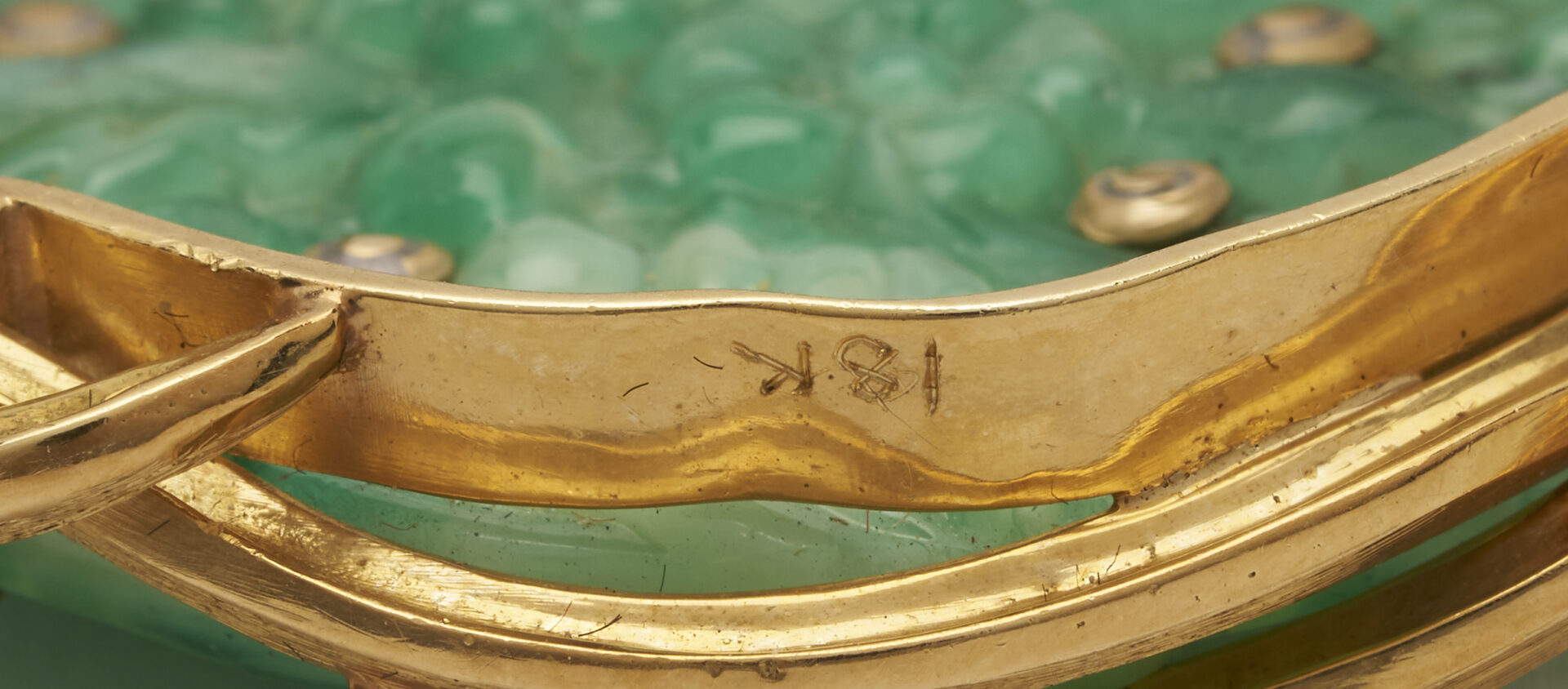 Lot 802: 18K Gold, Jade, Ruby, & Diamond Brooch