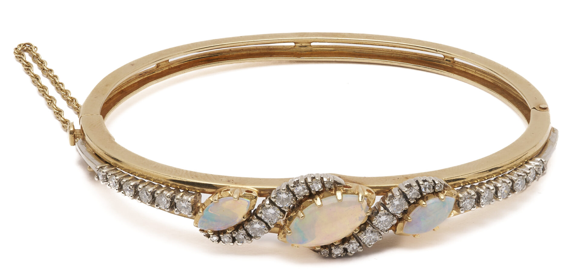 Lot 806: 14K Gold, Casbah Opal, and Diamond Bracelet