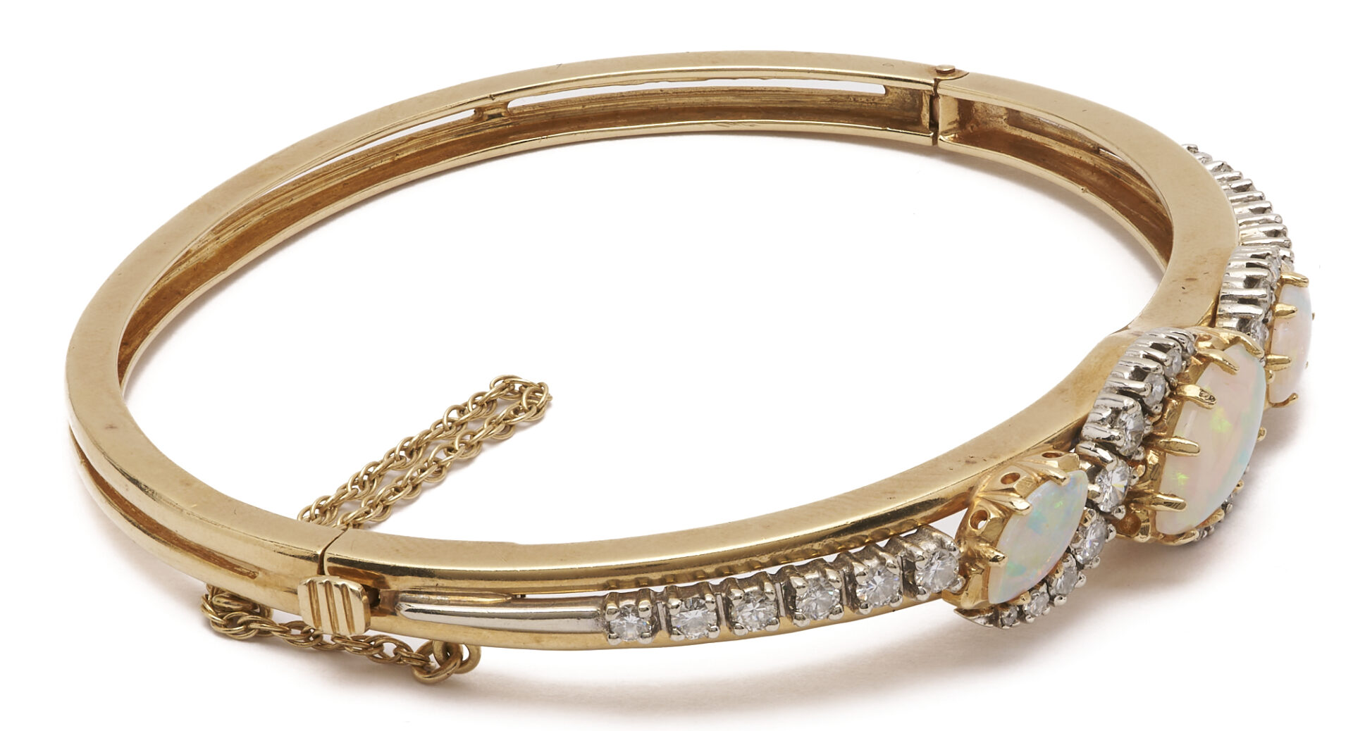 Lot 806: 14K Gold, Casbah Opal, and Diamond Bracelet