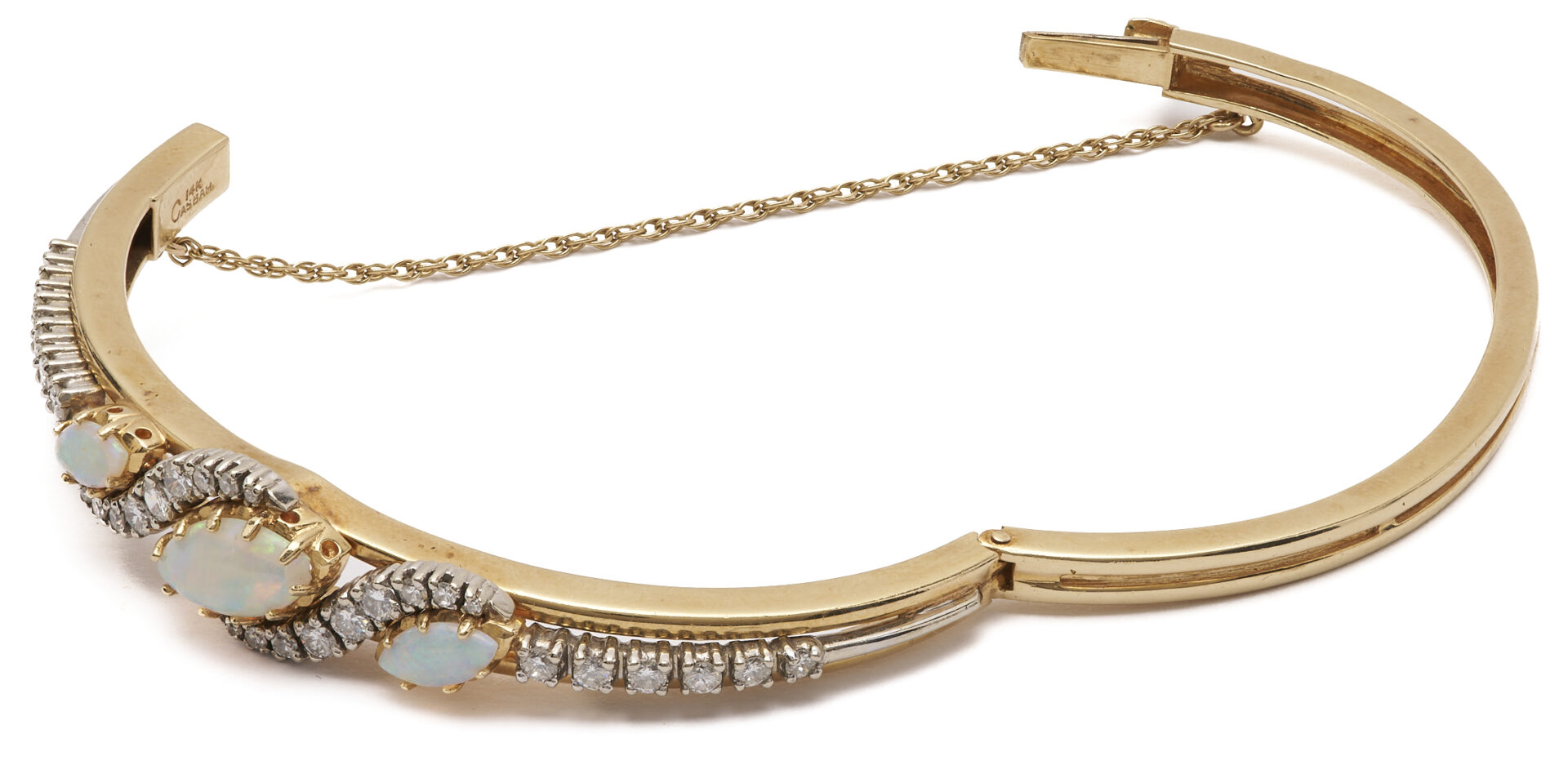 Lot 806: 14K Gold, Casbah Opal, and Diamond Bracelet