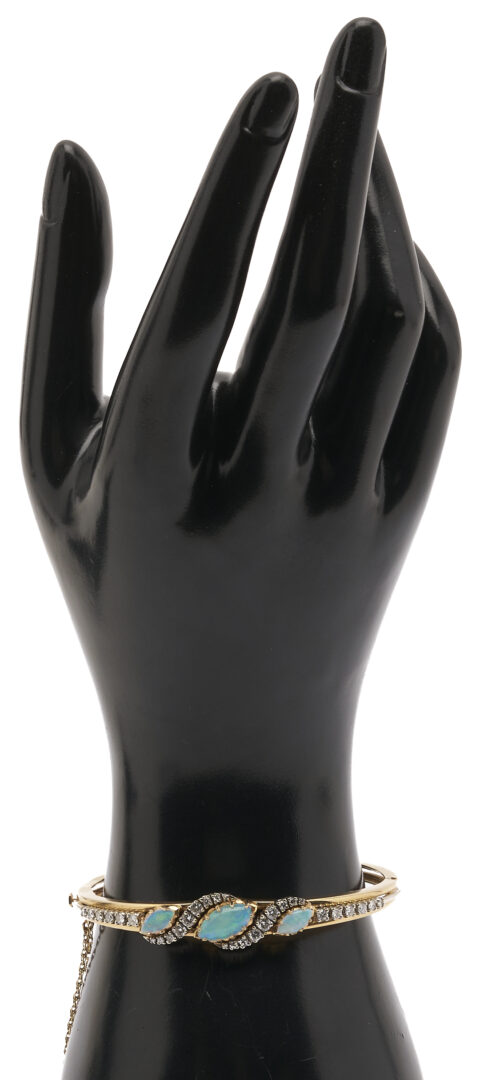 Lot 806: 14K Gold, Casbah Opal, and Diamond Bracelet