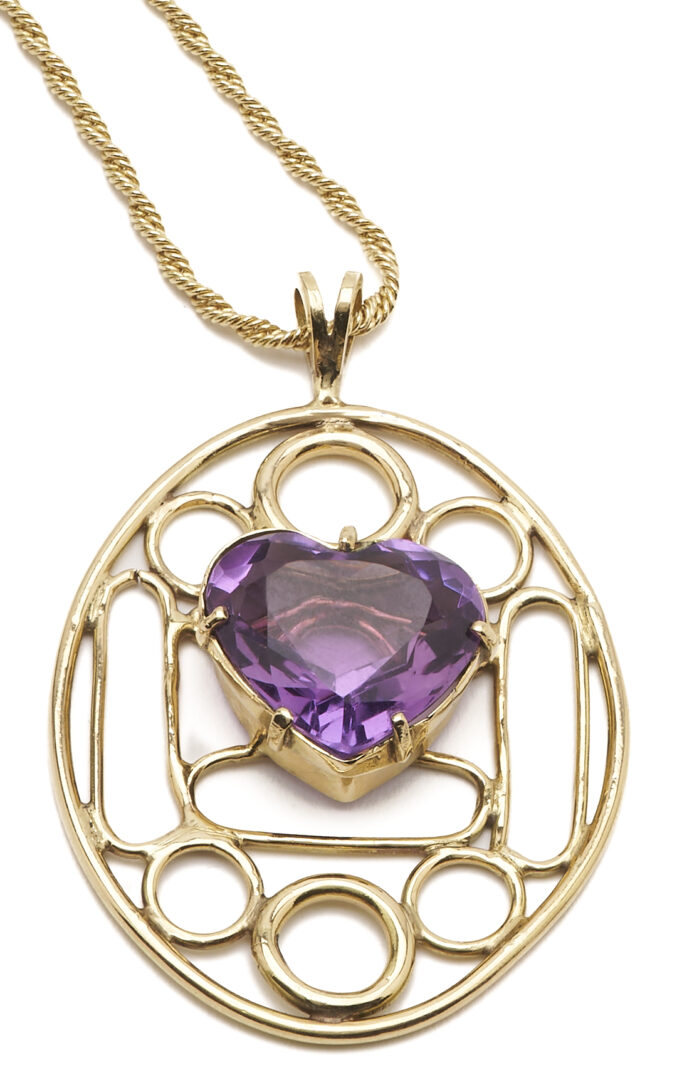 Lot 809: 14K Gold & Amethyst Necklace