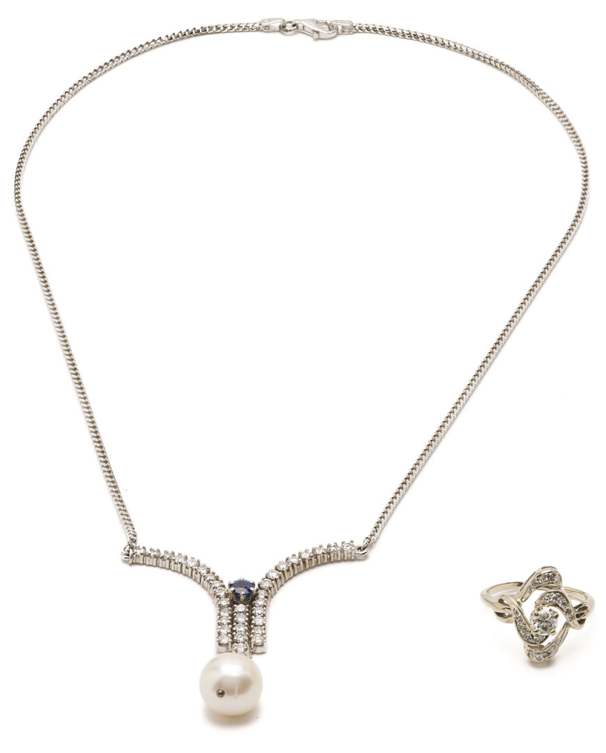 Lot 813: 14K Gold & Diamond Necklace & Ring