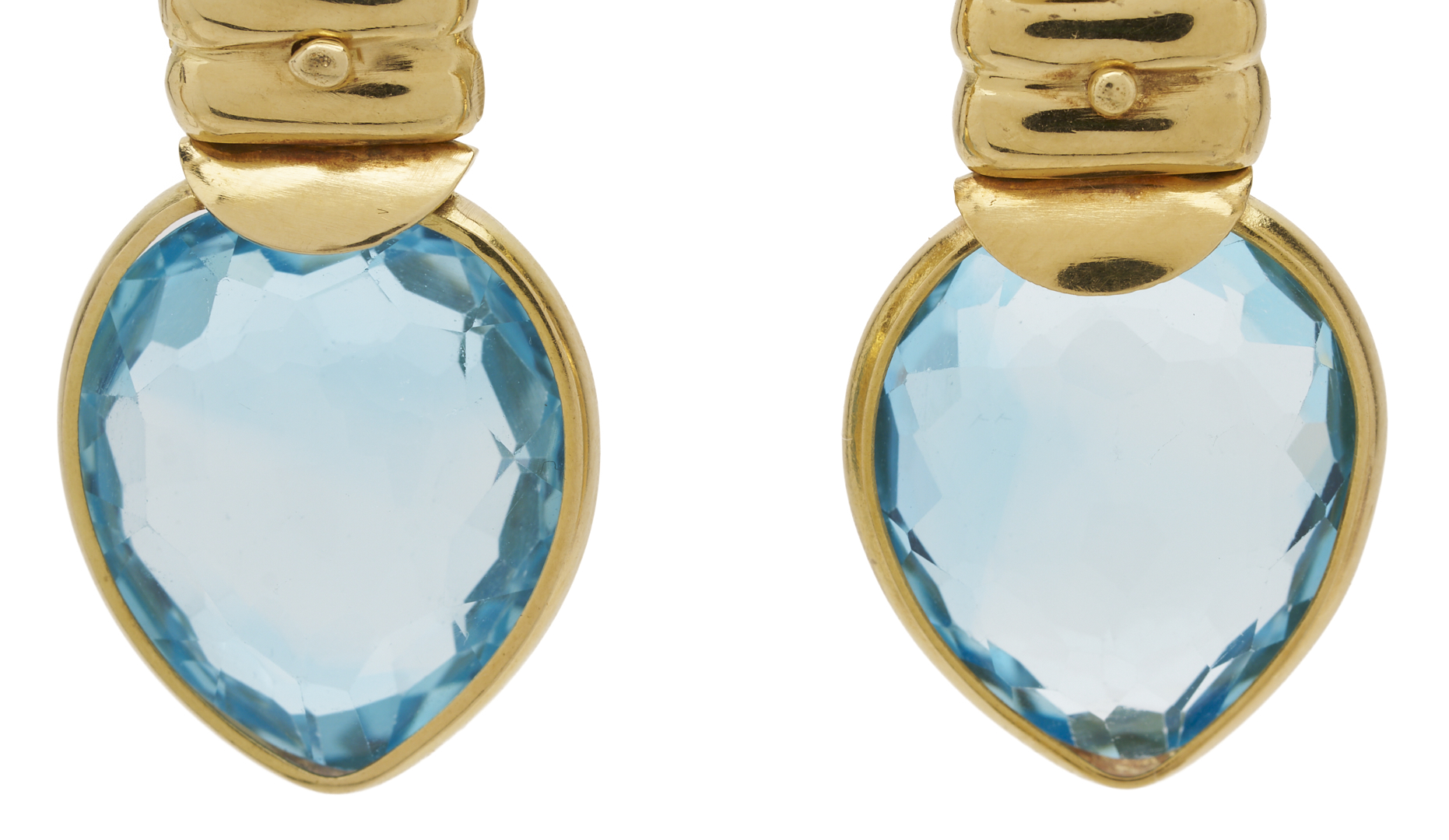 Lot 814: 18K Gold & Blue Topaz Earrings