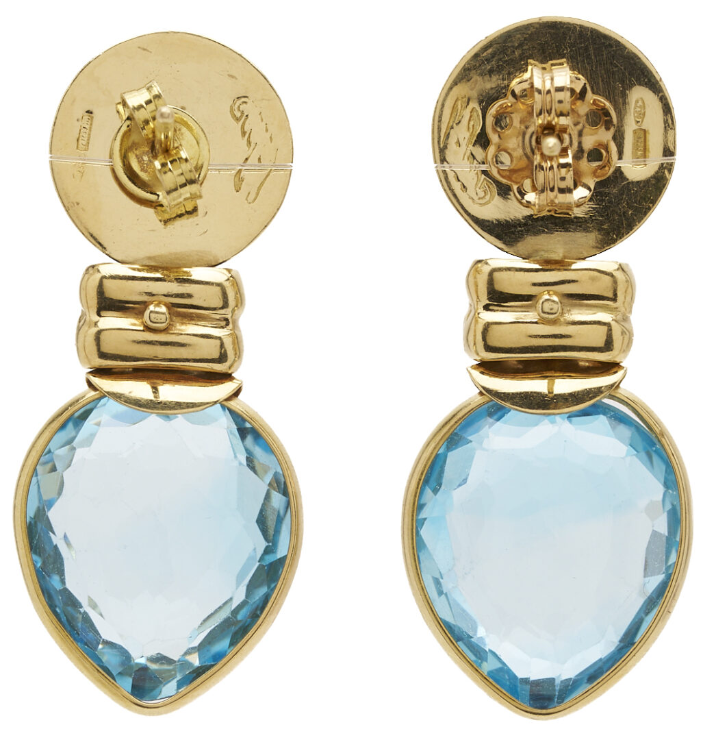 Lot 814: 18K Gold & Blue Topaz Earrings