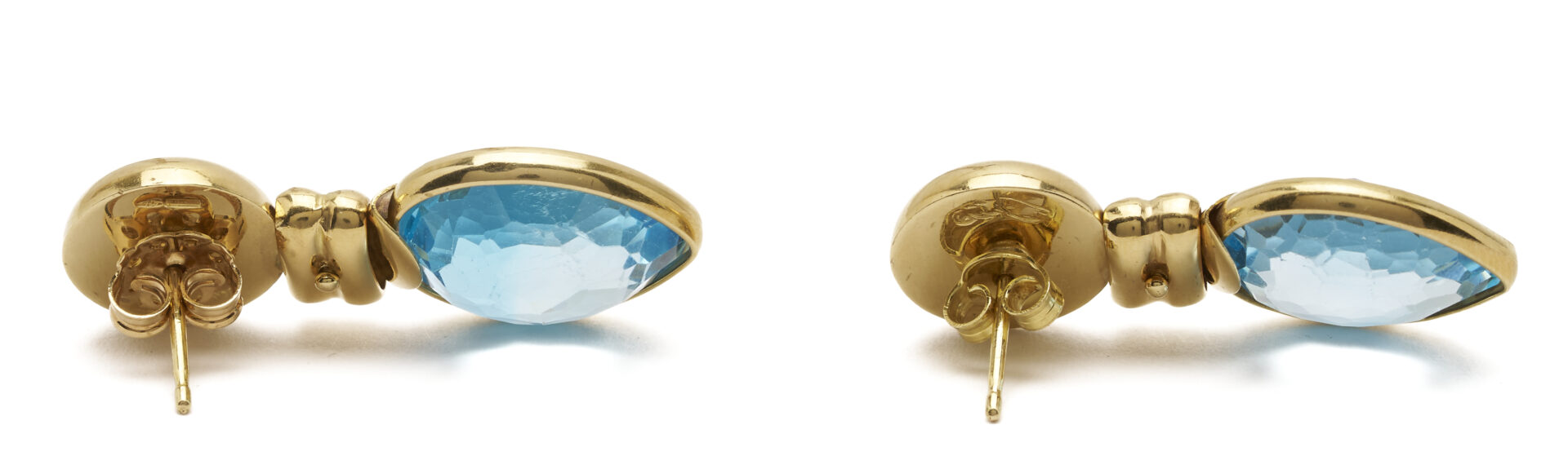 Lot 814: 18K Gold & Blue Topaz Earrings