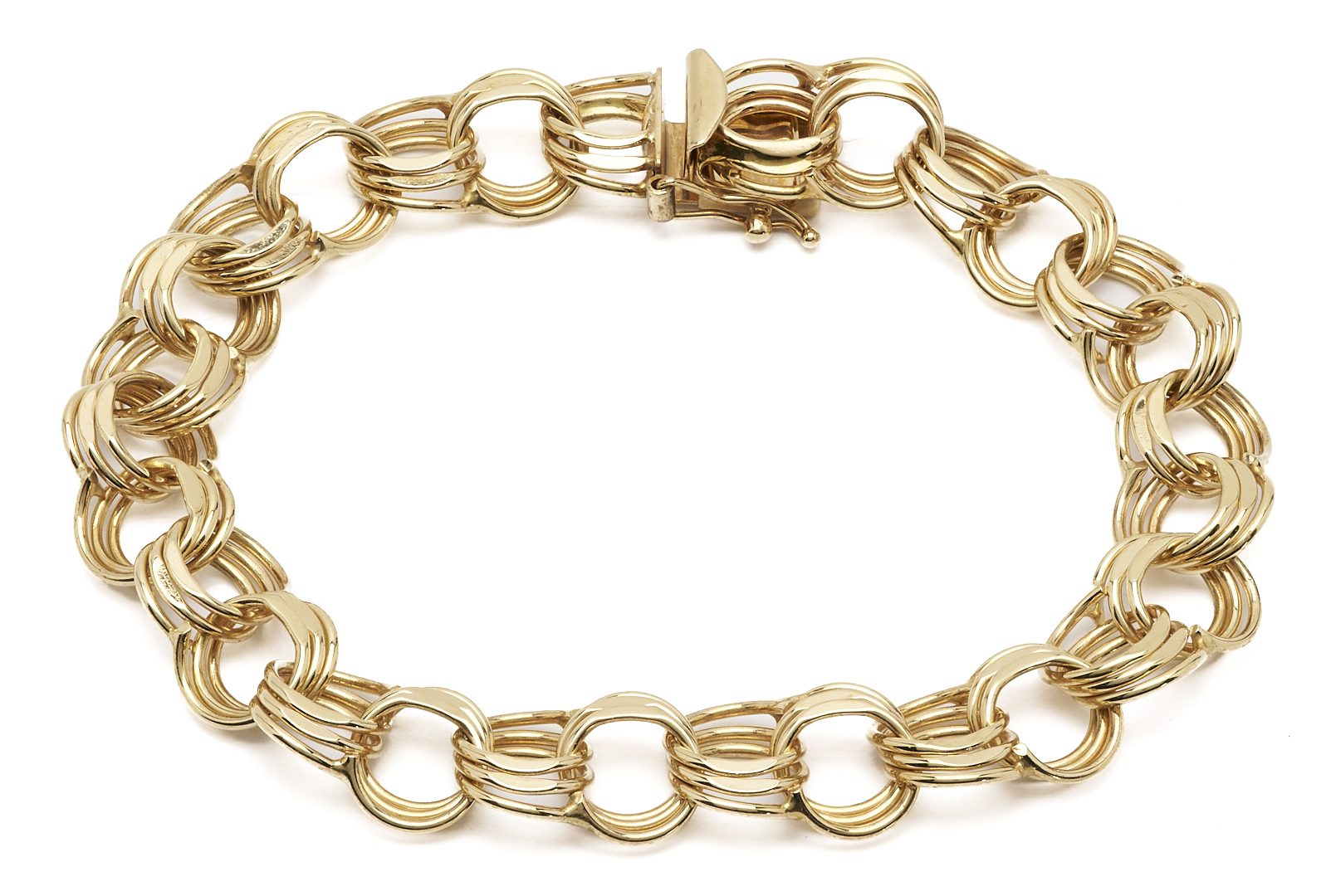 Lot 816: 14K Gold Double Link Charm Bracelet