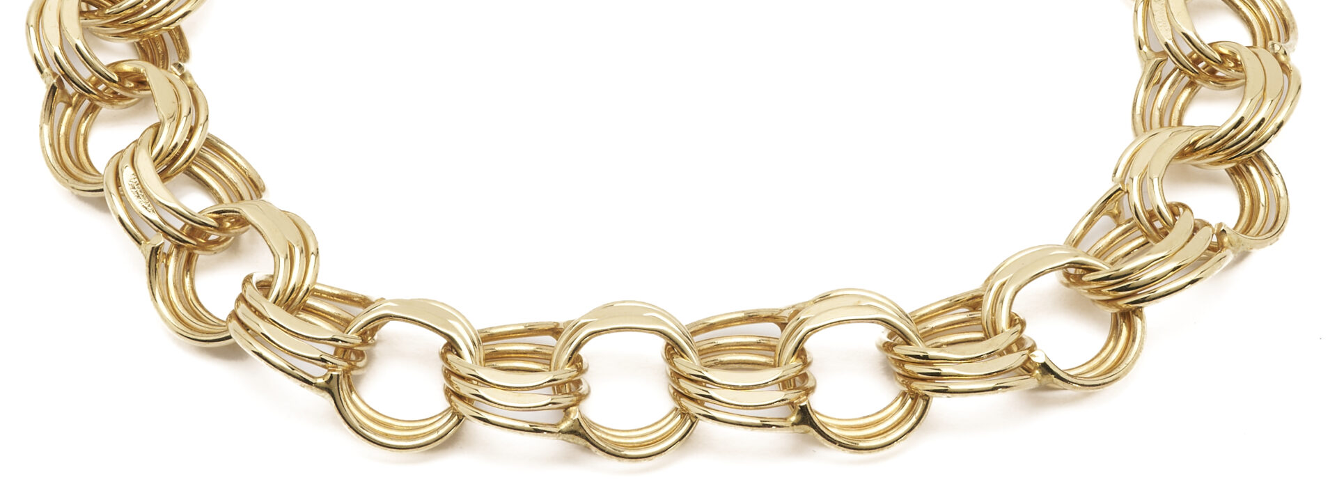 Lot 816: 14K Gold Double Link Charm Bracelet