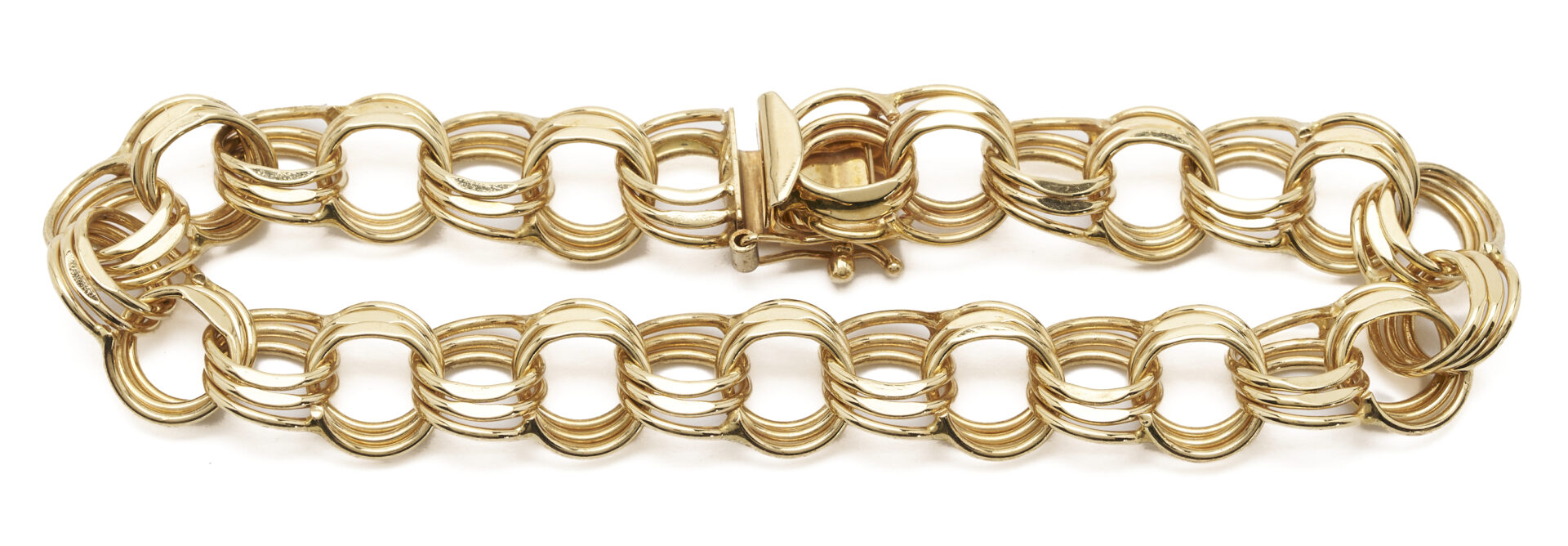 Lot 816: 14K Gold Double Link Charm Bracelet