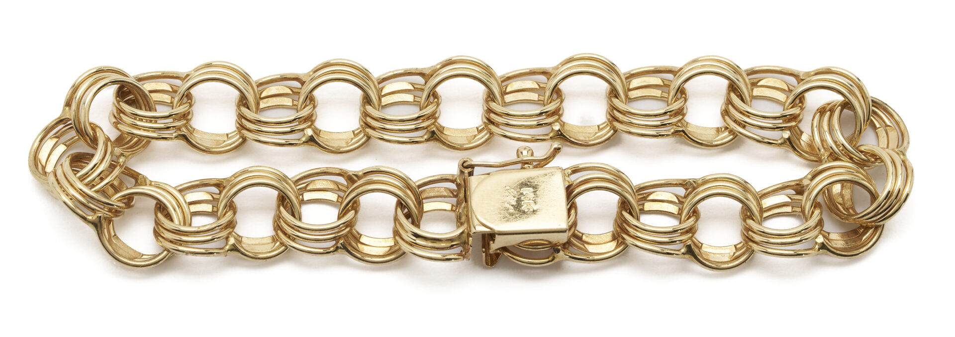 Lot 816: 14K Gold Double Link Charm Bracelet