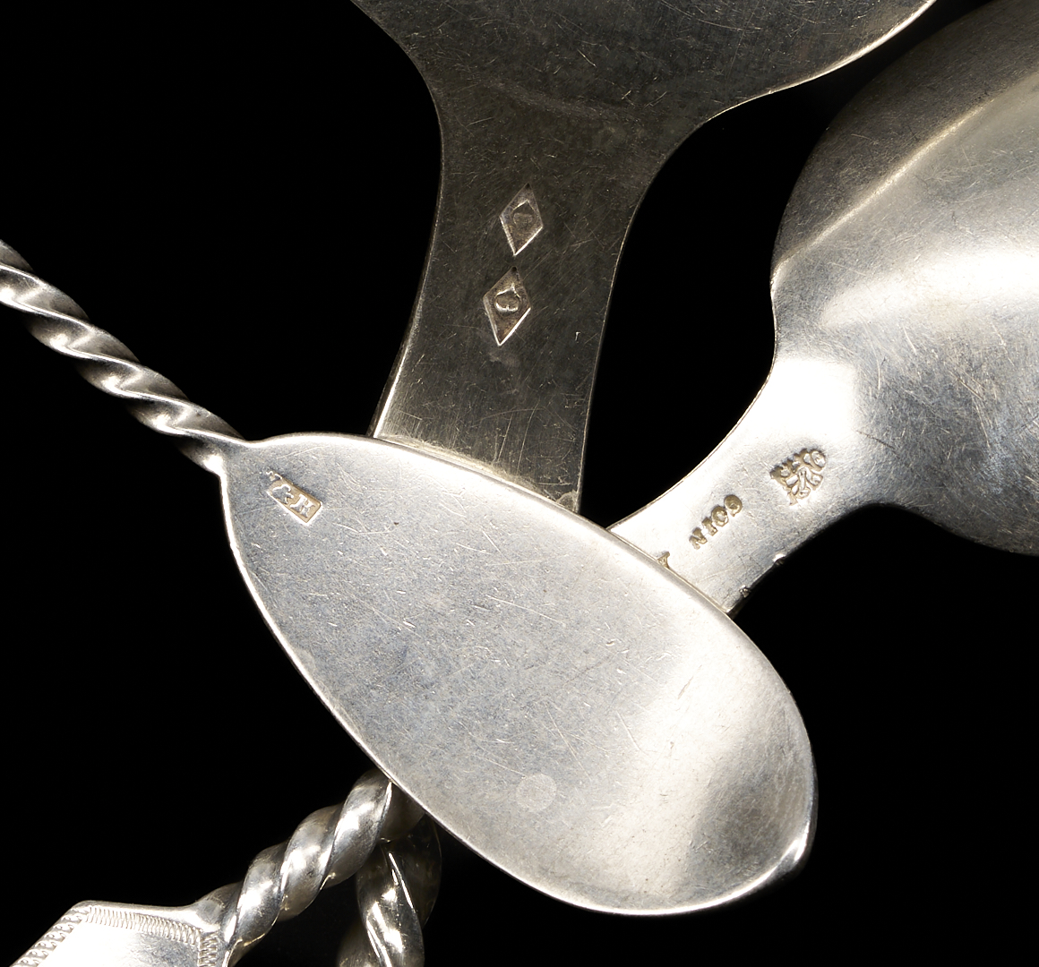 Lot 81: 37 pcs. Twist Handle Flatware, Coin Silver and Sterling