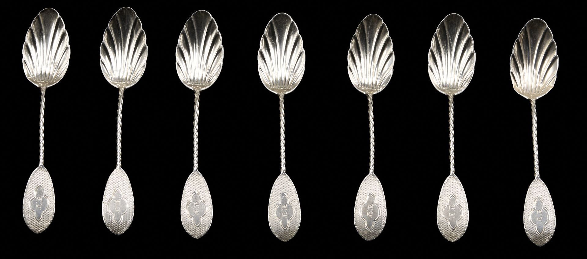 Lot 81: 37 pcs. Twist Handle Flatware, Coin Silver and Sterling