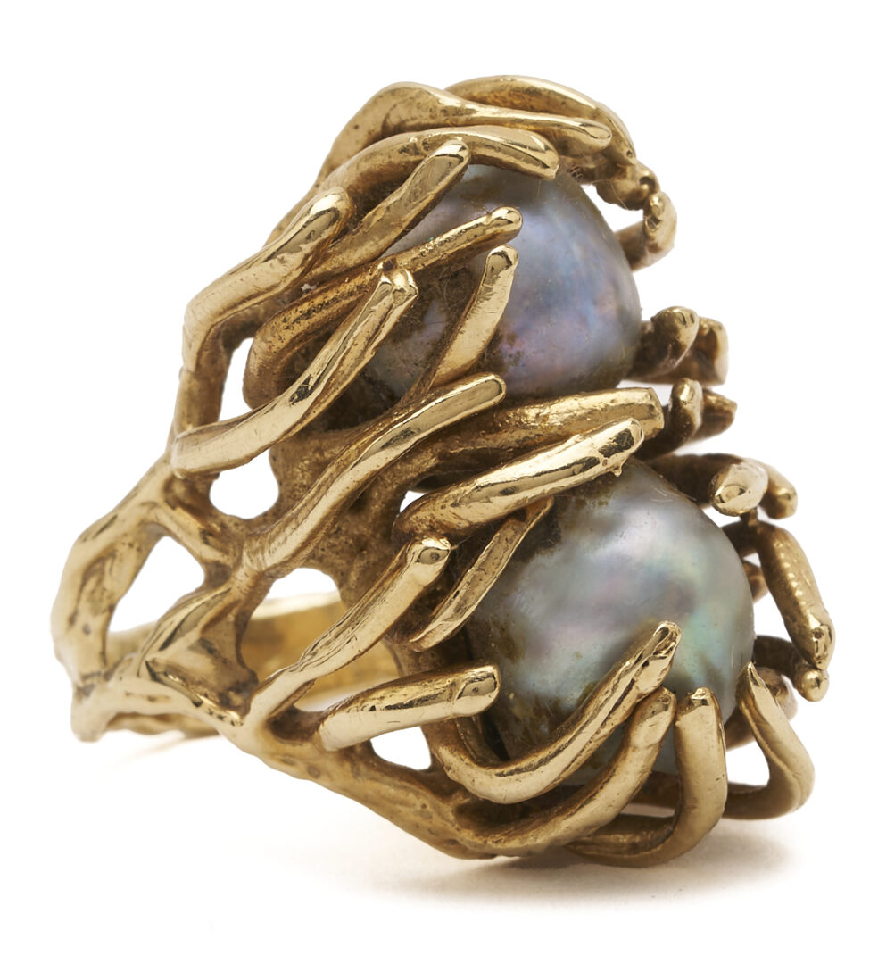 Lot 822: 14K Gold Pearl Nugget Ring