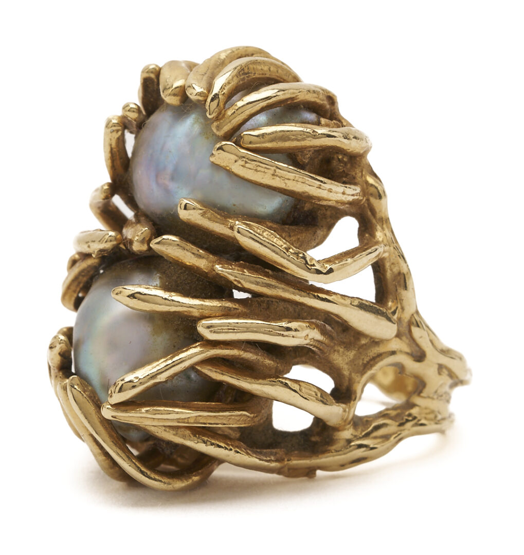 Lot 822: 14K Gold Pearl Nugget Ring