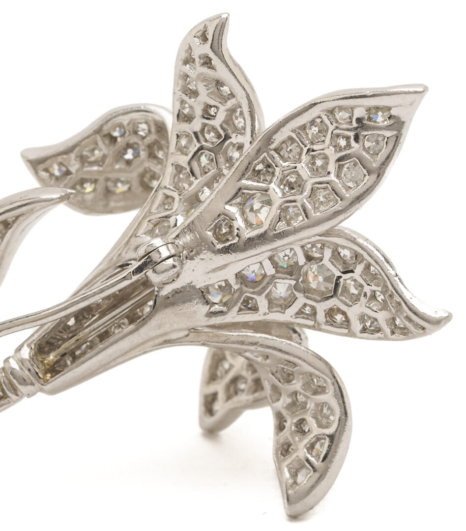 Lot 825: Platinum Diamond Flower Brooch