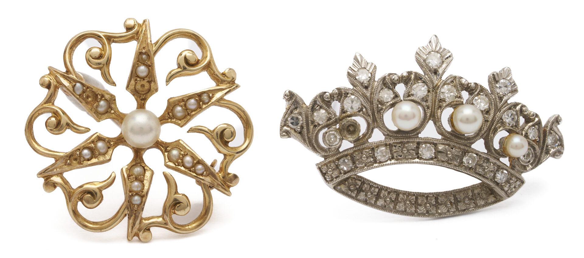 Lot 829: 3 Gold & Gemstone Brooches