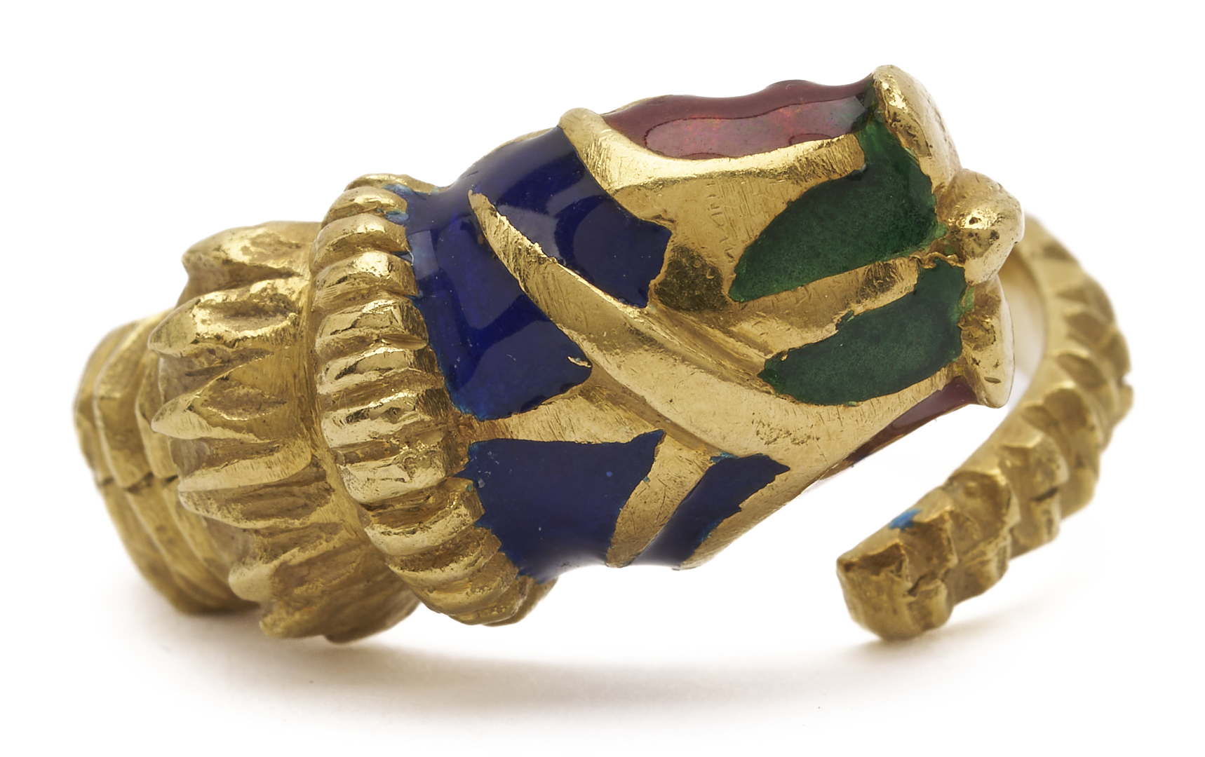 Lot 830: 18K Gold & Enamel Gioconda Snake Ring