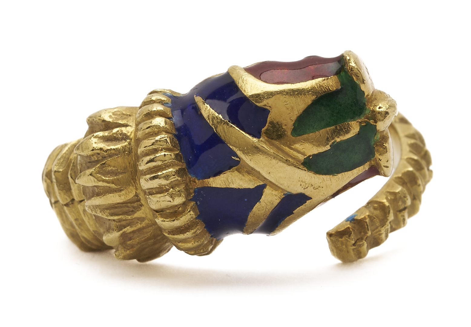 Lot 830: 18K Gold & Enamel Gioconda Snake Ring
