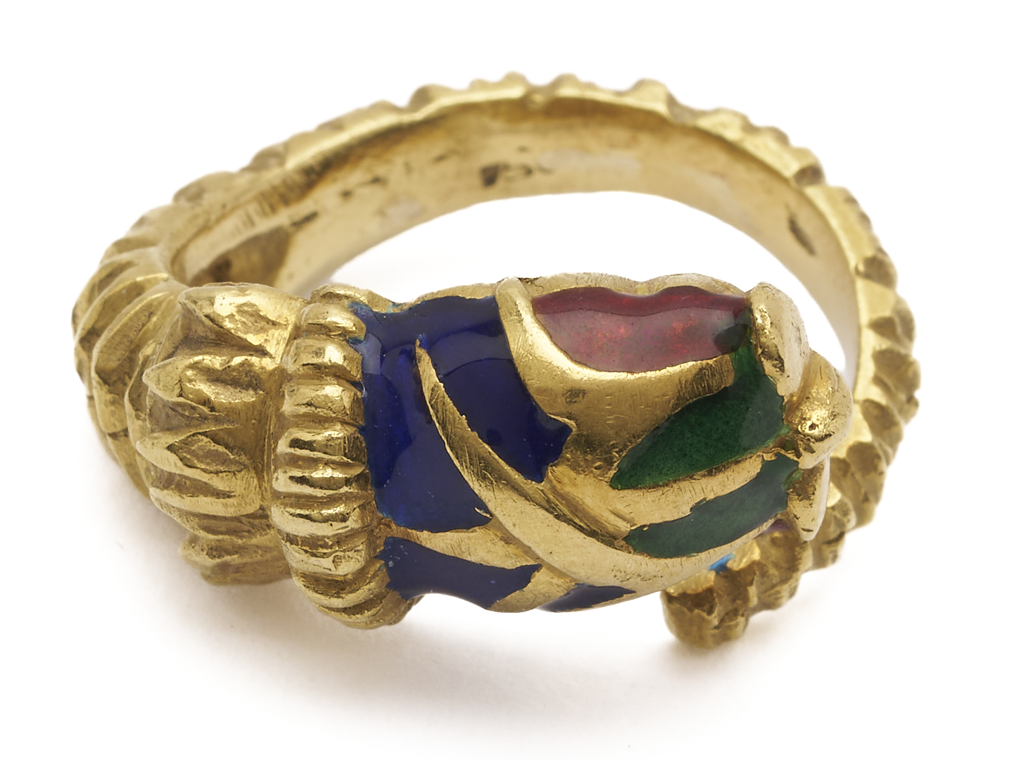 Lot 830: 18K Gold & Enamel Gioconda Snake Ring