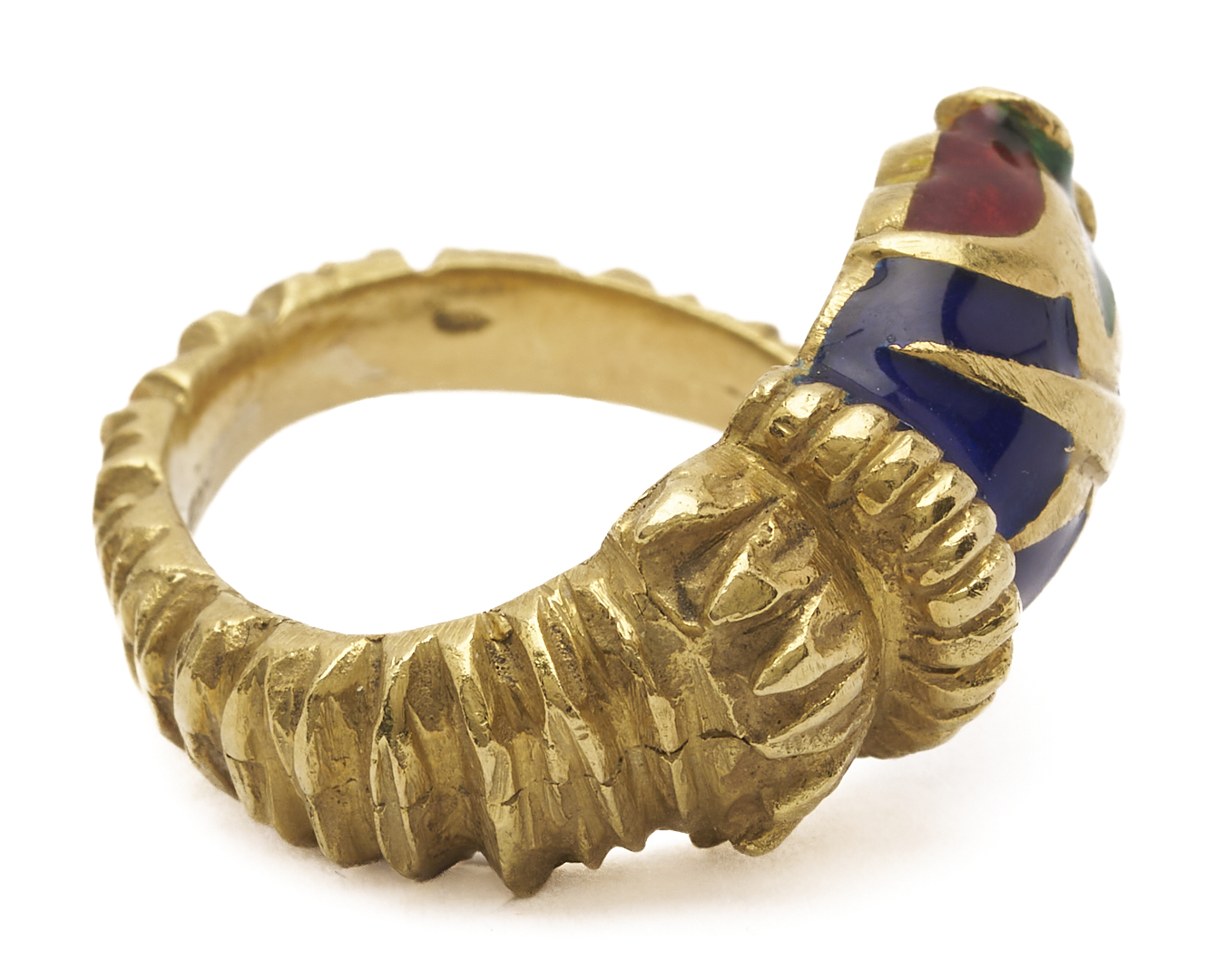 Lot 830: 18K Gold & Enamel Gioconda Snake Ring