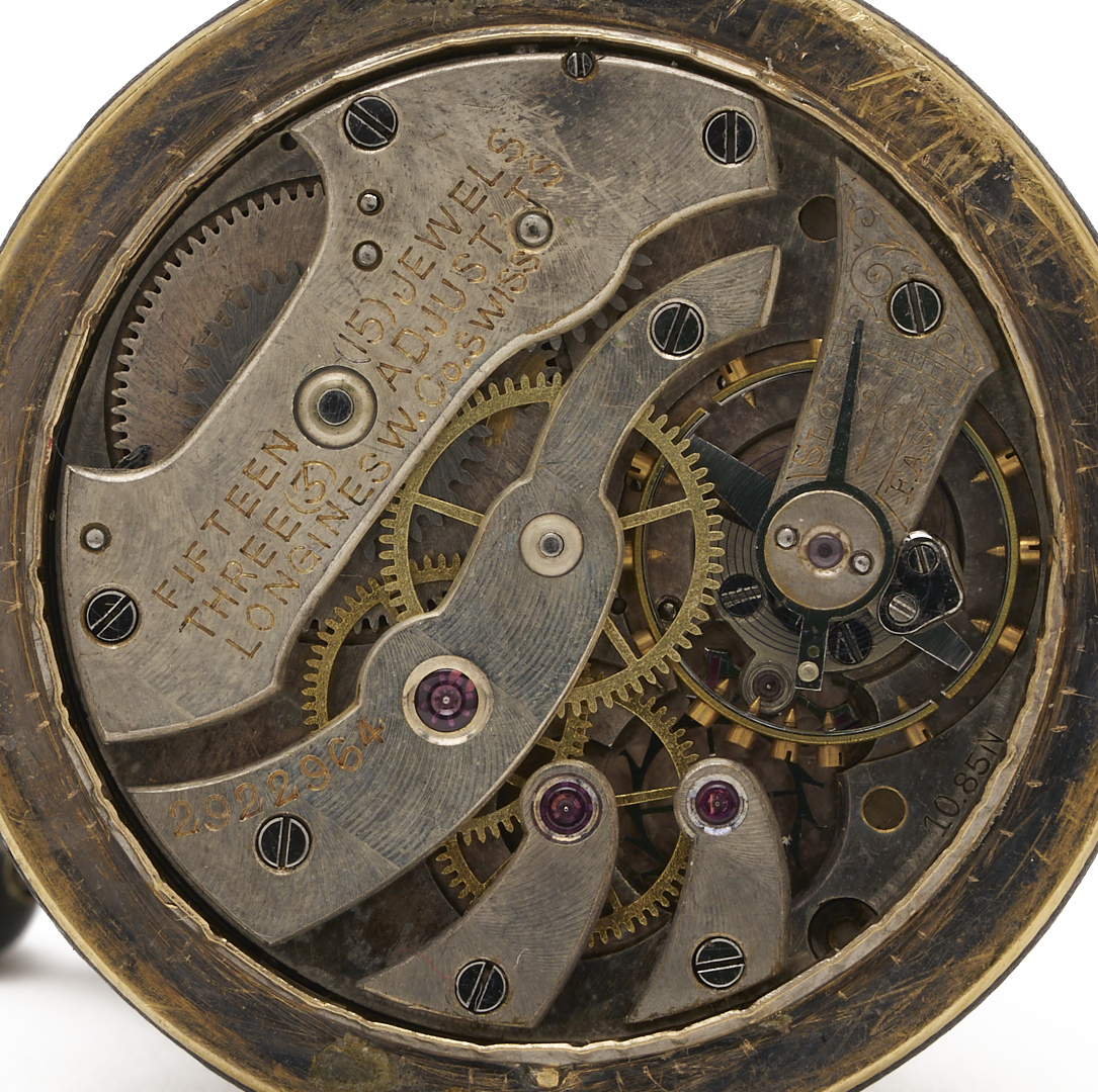 Lot 833: 4 Antique Jewelry Pieces: Longines Pocket Watch on Jet Chain, 2 Cameos, Onyx Bar Pin