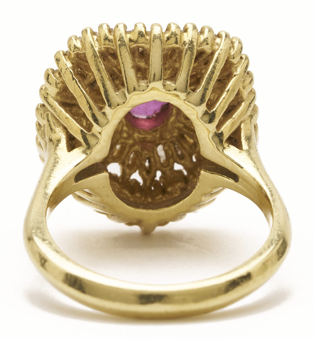Lot 834: 18K Gold & Diamond Ring w/ Natural Ruby