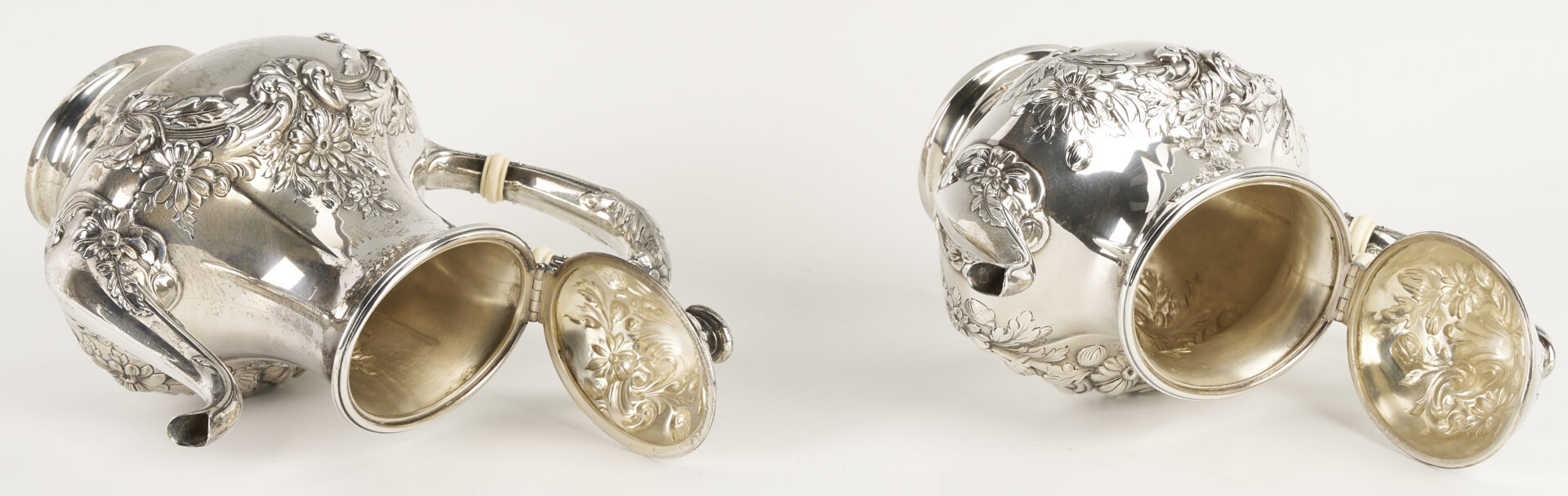 Lot 835: Gorham Marguerite Pattern Sterling Tea Set, 5 pcs