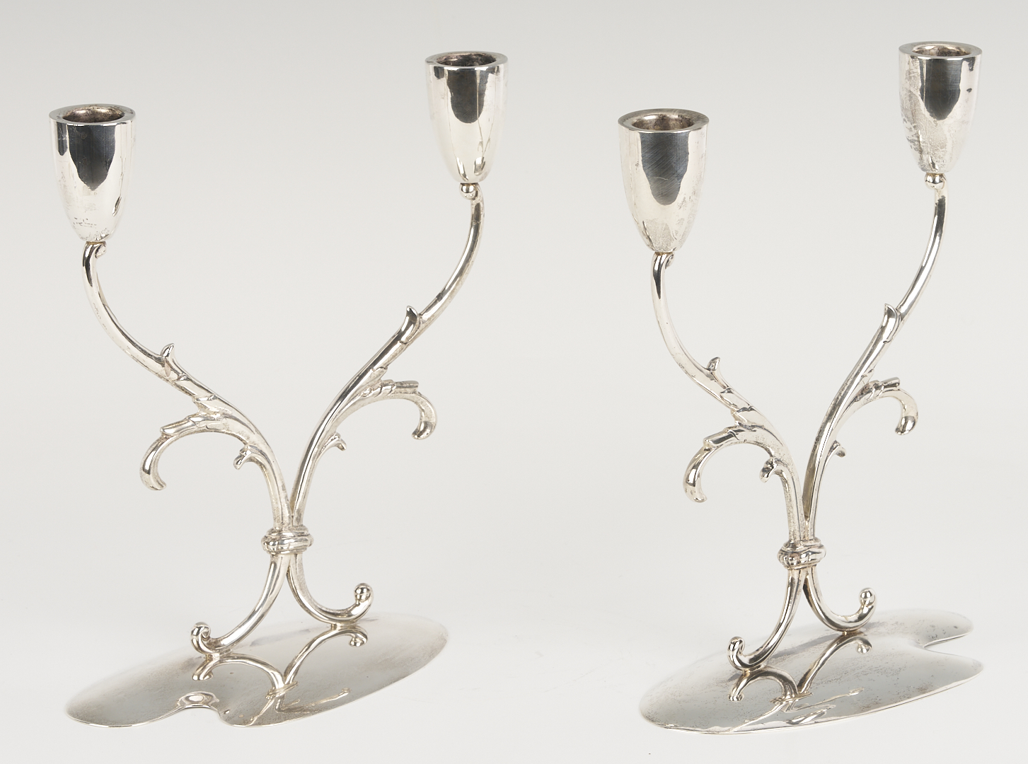 Lot 836: Pair Mid-Century Mexican Sterling Candelabra