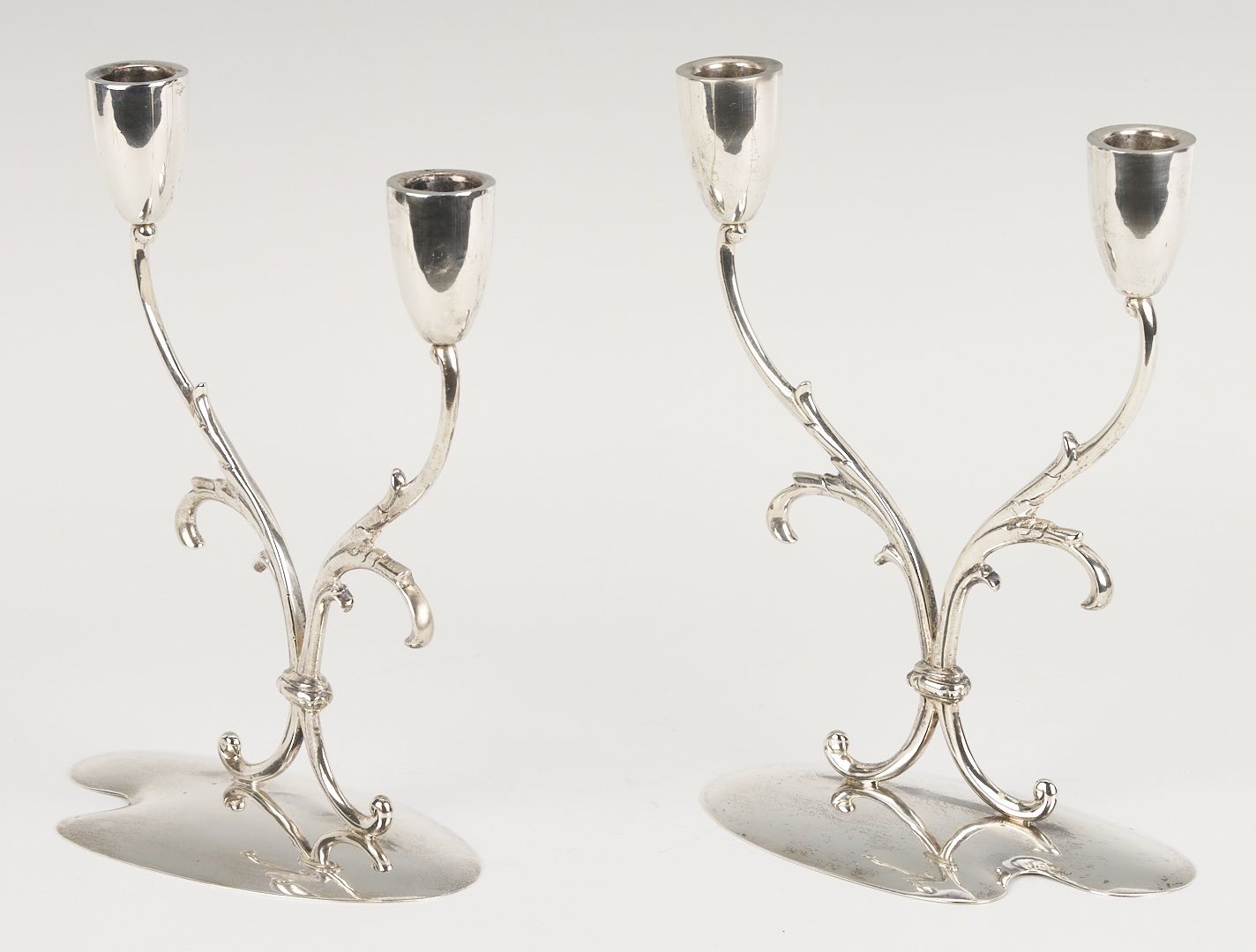 Lot 836: Pair Mid-Century Mexican Sterling Candelabra