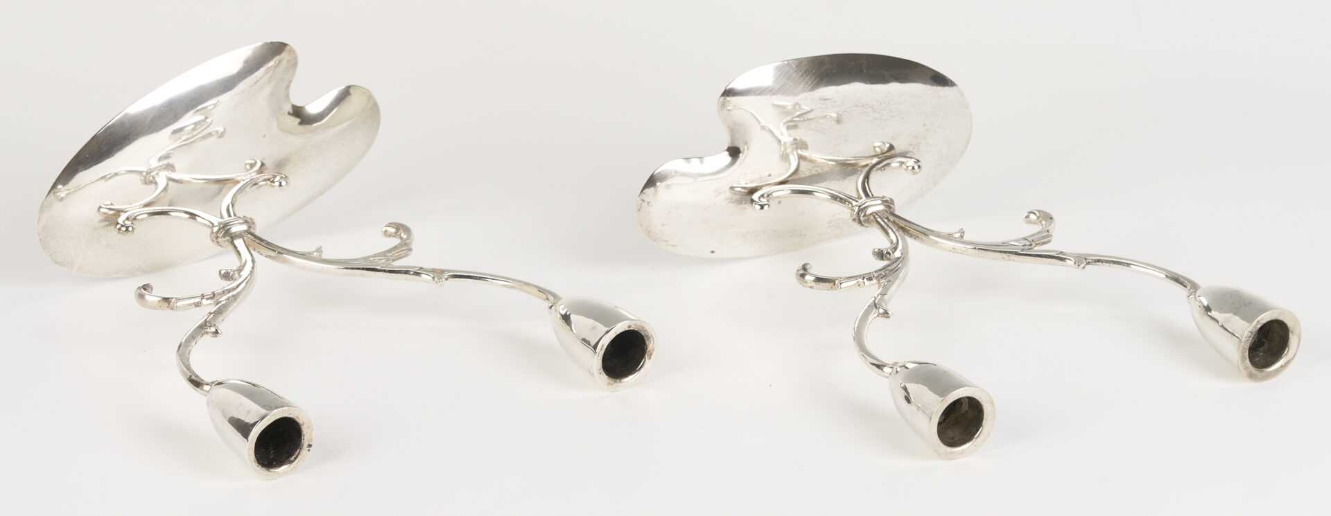 Lot 836: Pair Mid-Century Mexican Sterling Candelabra