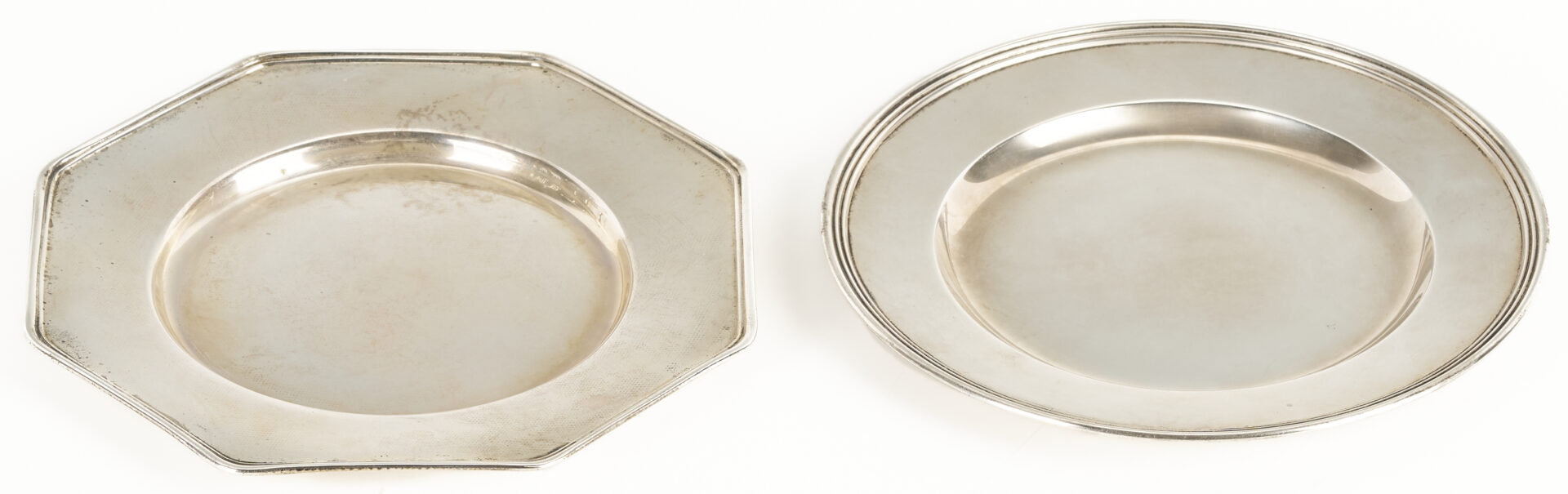 Lot 838: 10 Sterling Silver Items: Goblets, Bread Plates, Jigger, Compote