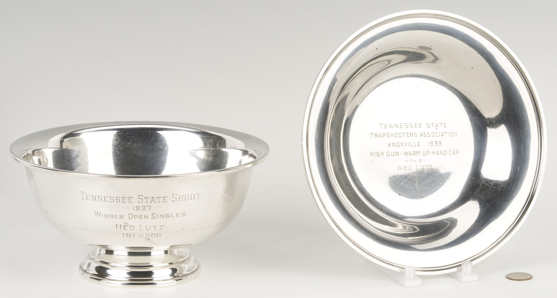 Lot 840: 2 TN Related Sterling Trophy Bowls