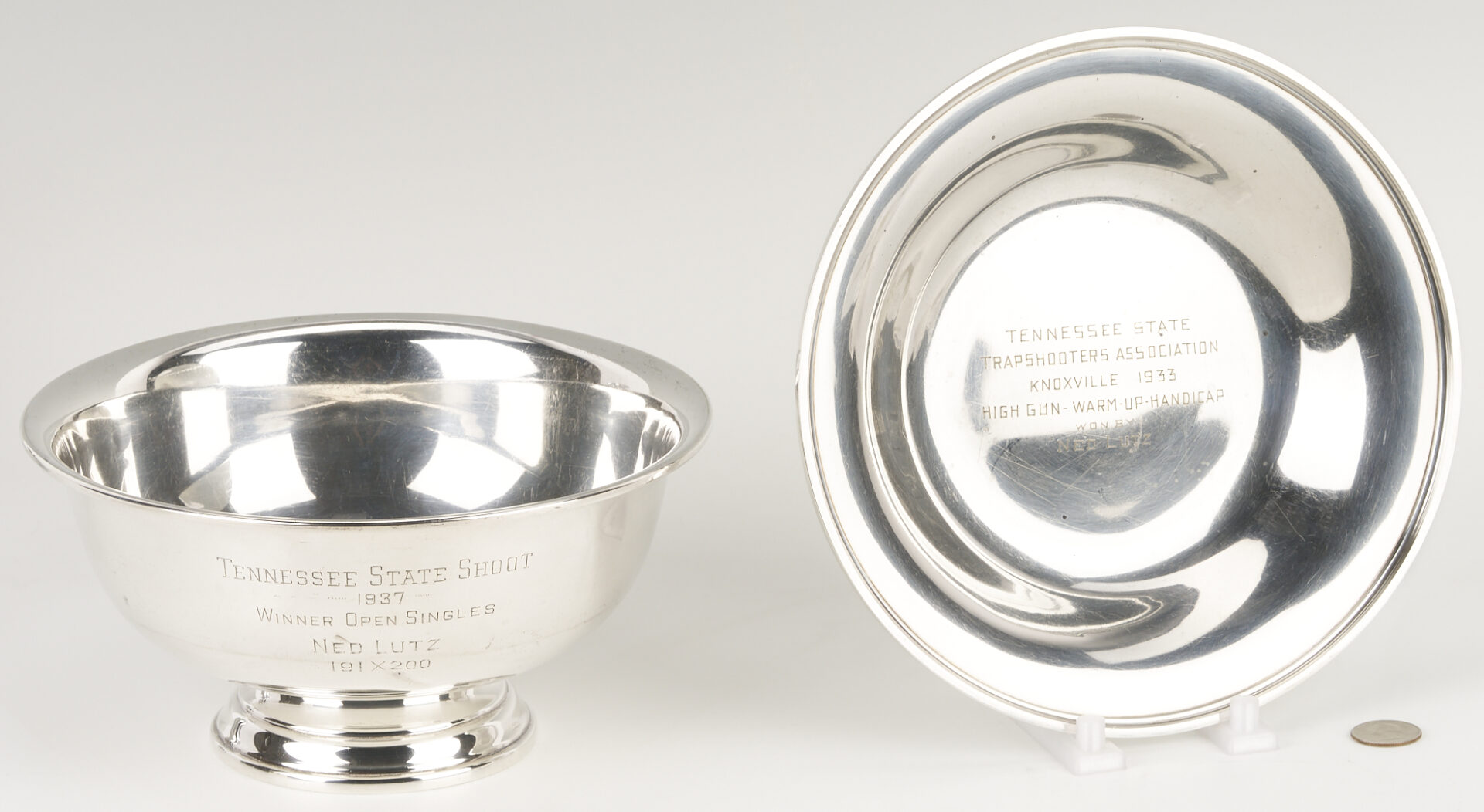 Lot 840: 2 TN Related Sterling Trophy Bowls