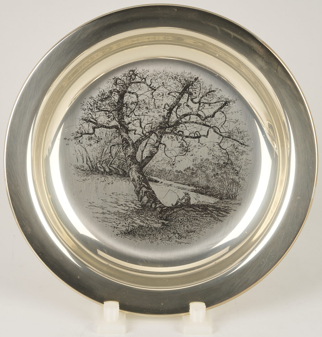 Lot 842: 6 Franklin Mint Sterling Silver Plates, incl. Andrew Wyeth, 37 oz.