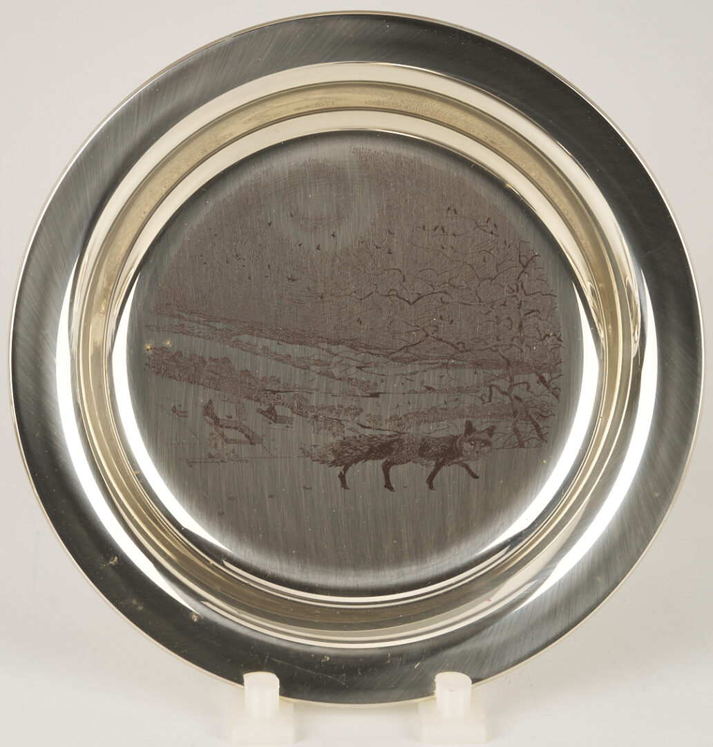 Lot 842: 6 Franklin Mint Sterling Silver Plates, incl. Andrew Wyeth, 37 oz.