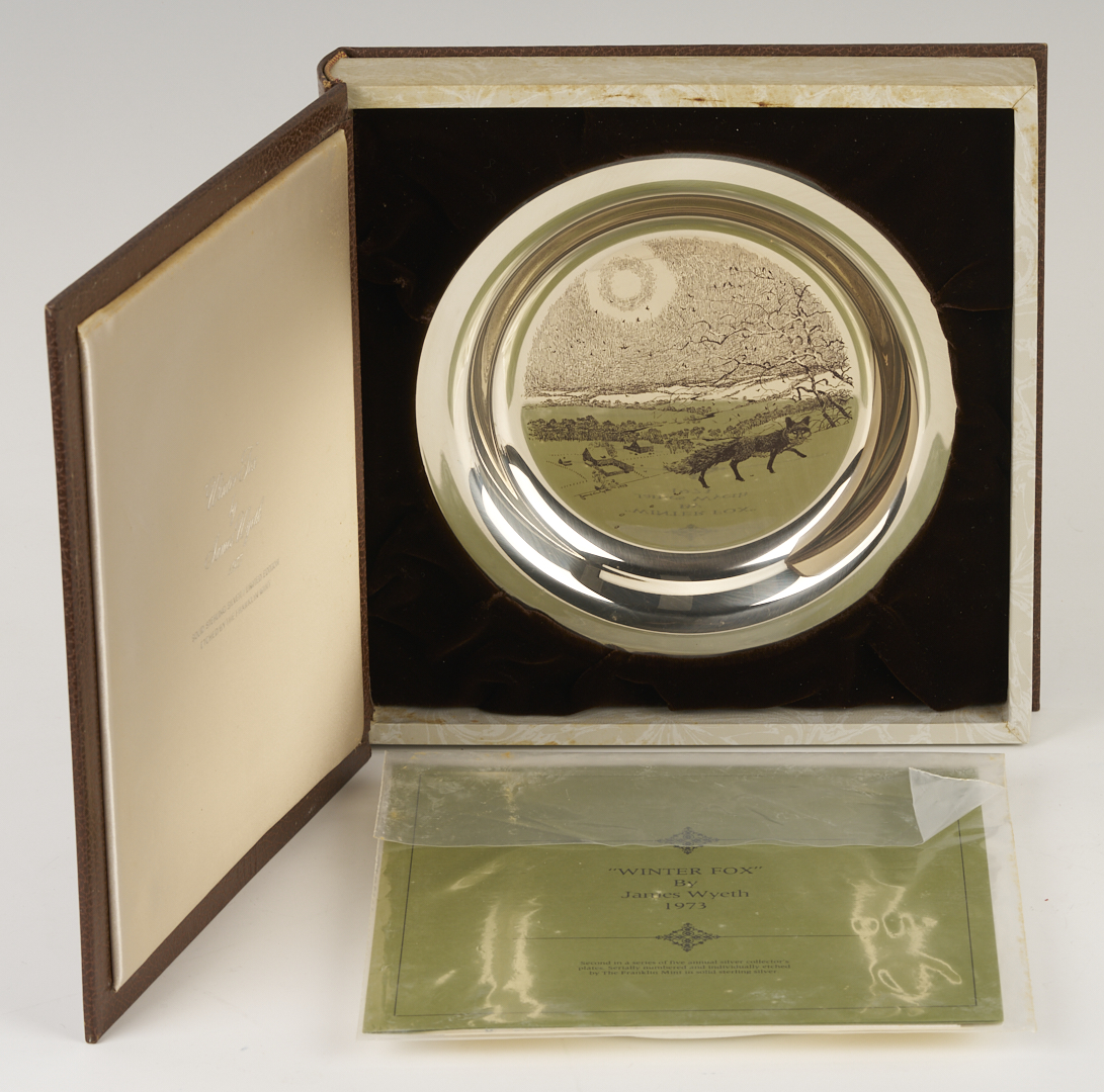 Lot 842: 6 Franklin Mint Sterling Silver Plates, incl. Andrew Wyeth, 37 oz.