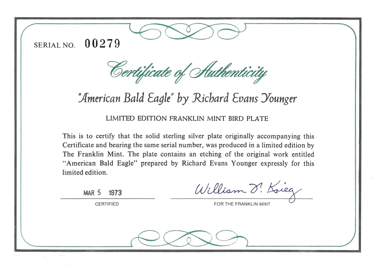 Lot 842: 6 Franklin Mint Sterling Silver Plates, incl. Andrew Wyeth, 37 oz.