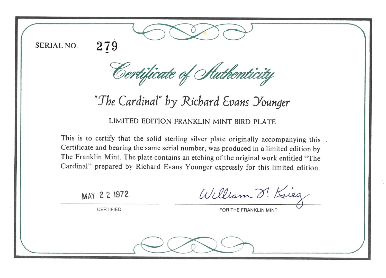 Lot 842: 6 Franklin Mint Sterling Silver Plates, incl. Andrew Wyeth, 37 oz.