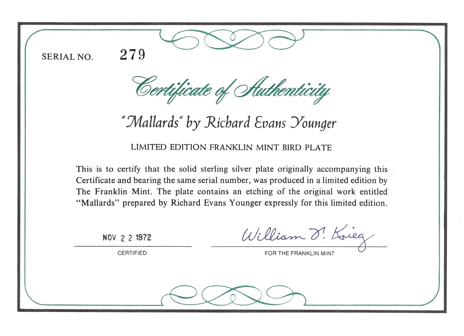 Lot 842: 6 Franklin Mint Sterling Silver Plates, incl. Andrew Wyeth, 37 oz.