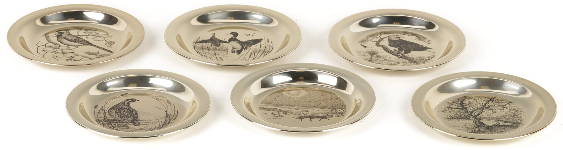 Lot 842: 6 Franklin Mint Sterling Silver Plates, incl. Andrew Wyeth, 37 oz.
