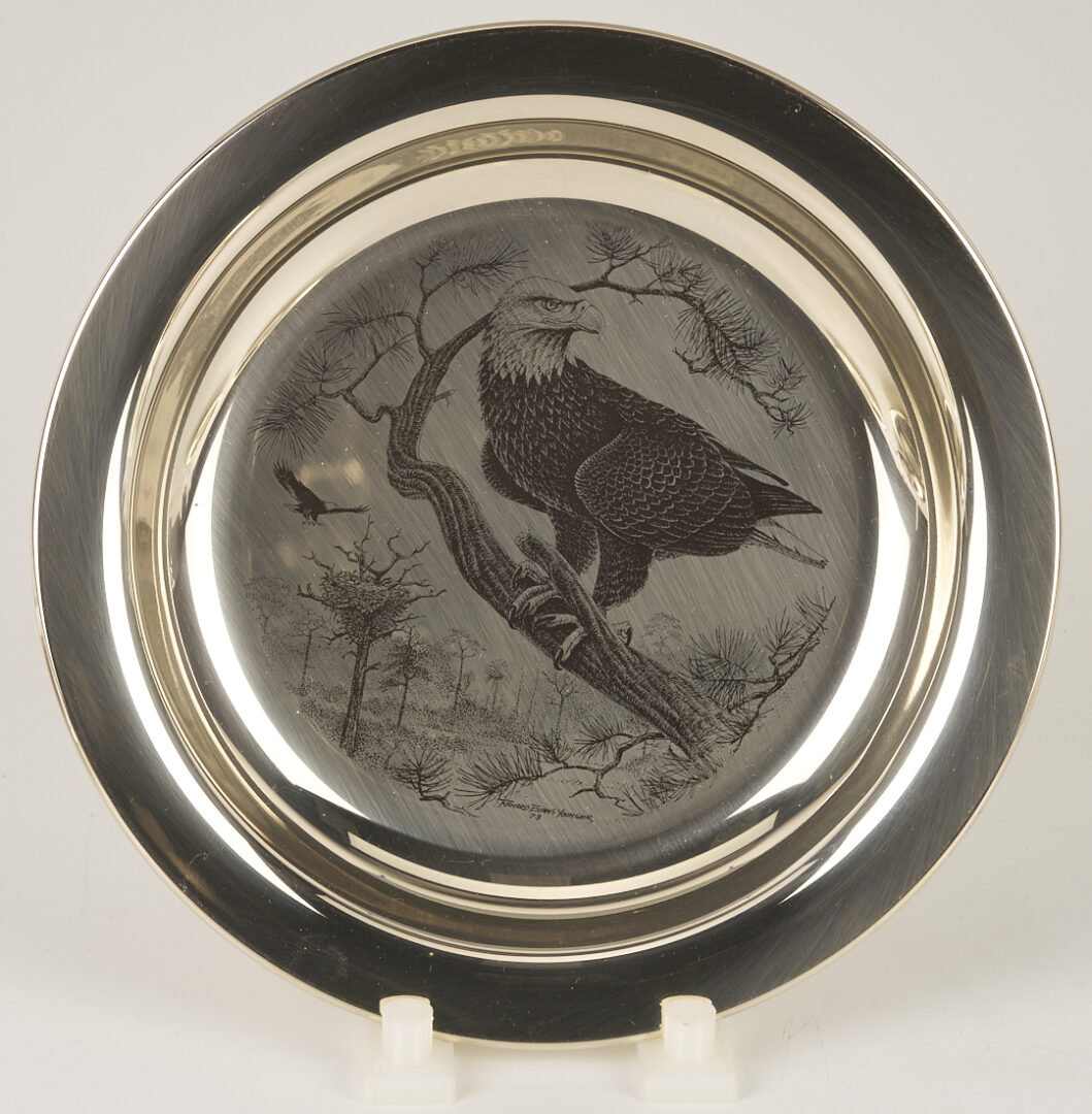 Lot 842: 6 Franklin Mint Sterling Silver Plates, incl. Andrew Wyeth, 37 oz.