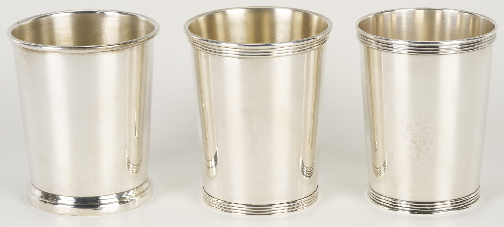 Lot 844: 6 Sterling Silver Julep Cups by Assorted Makers