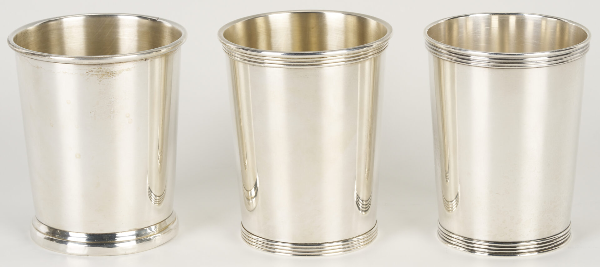 Lot 844: 6 Sterling Silver Julep Cups by Assorted Makers
