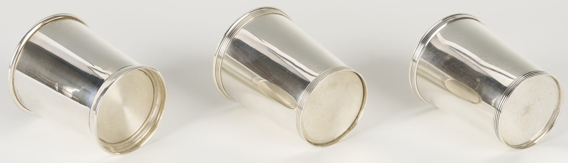 Lot 844: 6 Sterling Silver Julep Cups by Assorted Makers