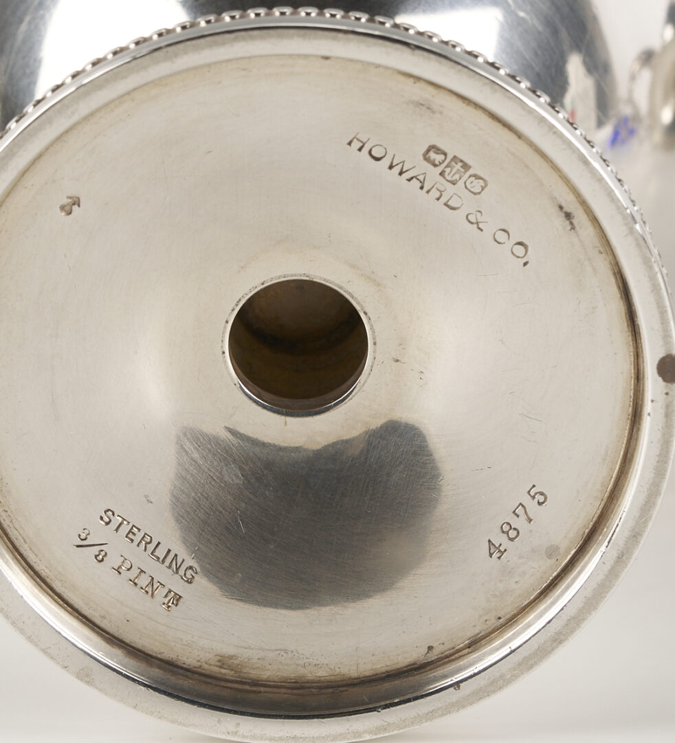 Lot 846: 3 pc Sterling Bachelor’s Tea Set plus Footed Salt